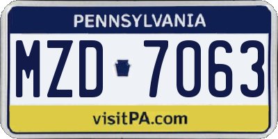 PA license plate MZD7063