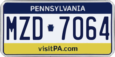 PA license plate MZD7064
