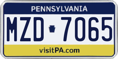 PA license plate MZD7065