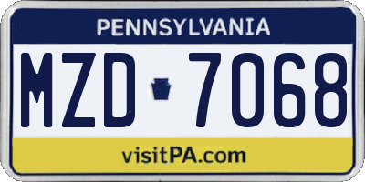 PA license plate MZD7068