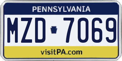 PA license plate MZD7069