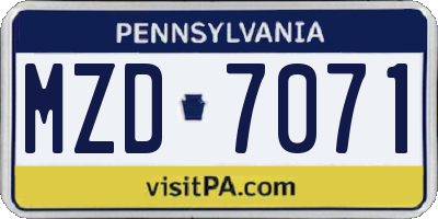 PA license plate MZD7071