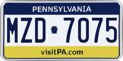 PA license plate MZD7075