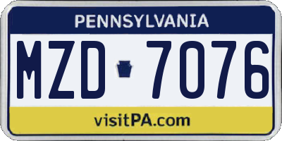 PA license plate MZD7076