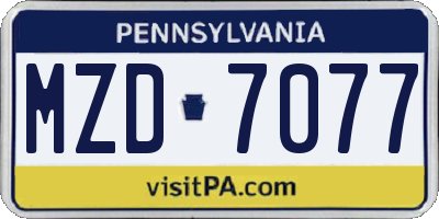 PA license plate MZD7077