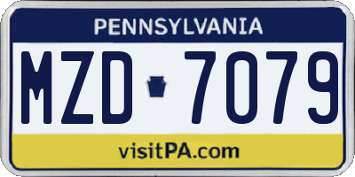 PA license plate MZD7079