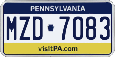 PA license plate MZD7083