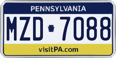 PA license plate MZD7088