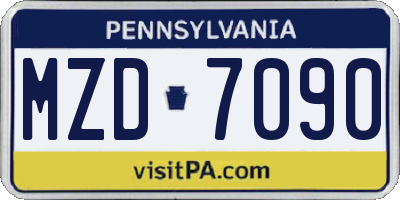 PA license plate MZD7090