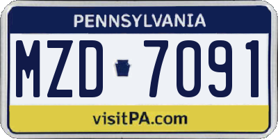 PA license plate MZD7091