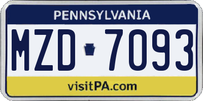 PA license plate MZD7093