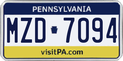 PA license plate MZD7094
