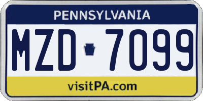 PA license plate MZD7099