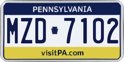 PA license plate MZD7102