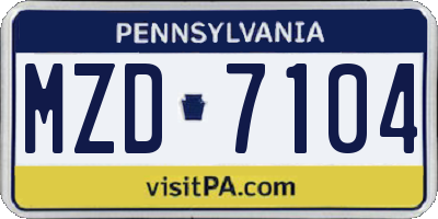 PA license plate MZD7104