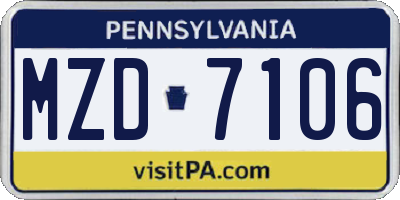 PA license plate MZD7106