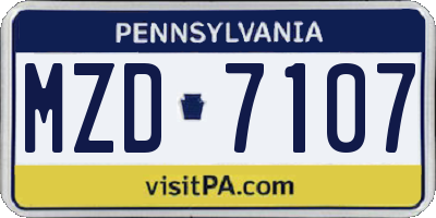 PA license plate MZD7107