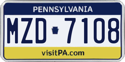 PA license plate MZD7108