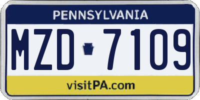 PA license plate MZD7109