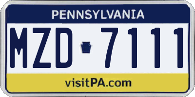 PA license plate MZD7111