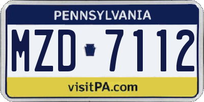 PA license plate MZD7112