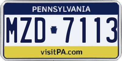 PA license plate MZD7113