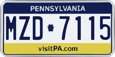 PA license plate MZD7115