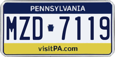 PA license plate MZD7119
