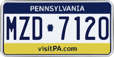 PA license plate MZD7120