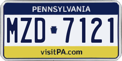 PA license plate MZD7121