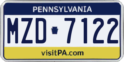 PA license plate MZD7122