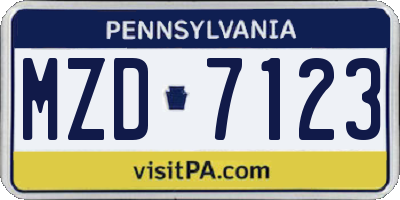PA license plate MZD7123