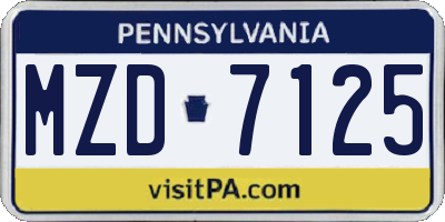PA license plate MZD7125