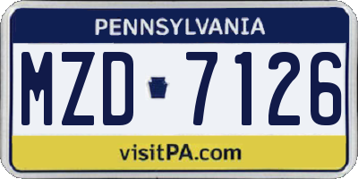 PA license plate MZD7126