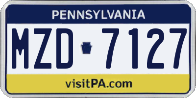 PA license plate MZD7127