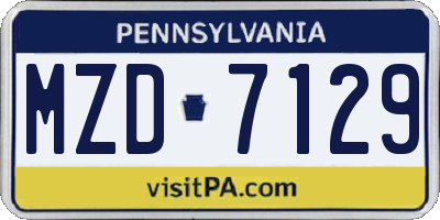 PA license plate MZD7129