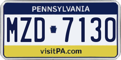 PA license plate MZD7130