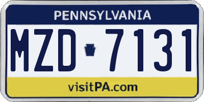 PA license plate MZD7131
