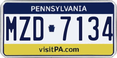 PA license plate MZD7134