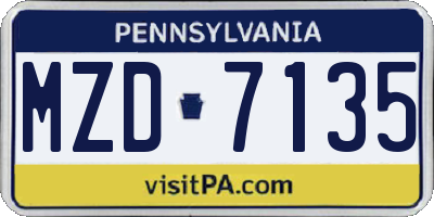 PA license plate MZD7135