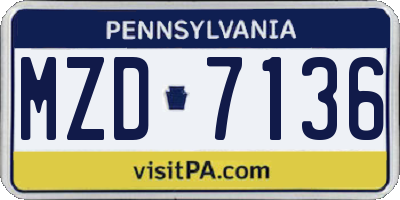 PA license plate MZD7136