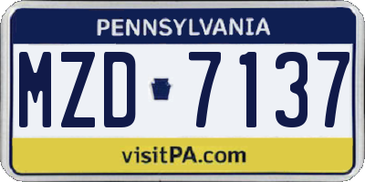 PA license plate MZD7137