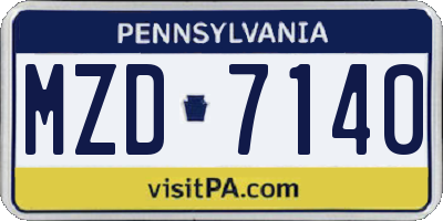 PA license plate MZD7140