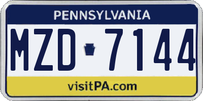 PA license plate MZD7144