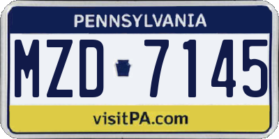 PA license plate MZD7145