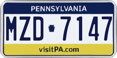 PA license plate MZD7147