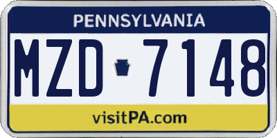 PA license plate MZD7148