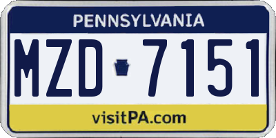 PA license plate MZD7151