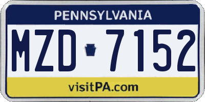 PA license plate MZD7152