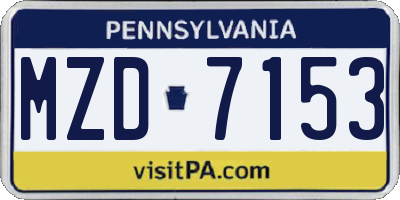 PA license plate MZD7153